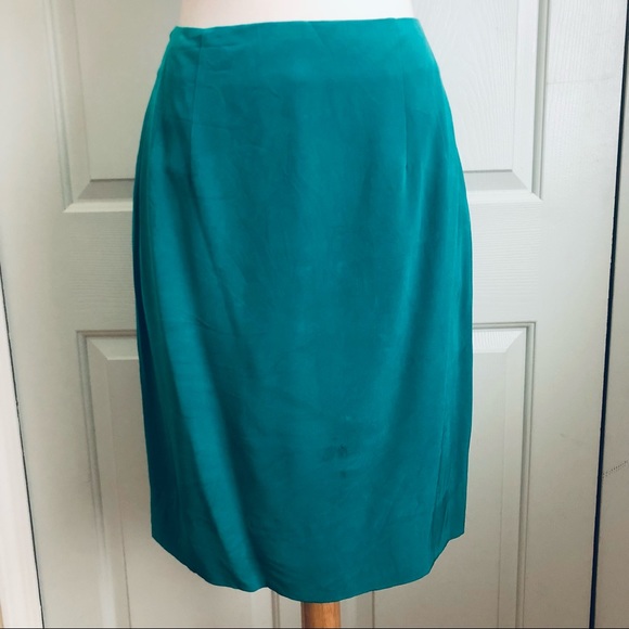 Vintage Ellen Tracy Silk Pencil Cut Lined Skirt Size 8 - Picture 3 of 12